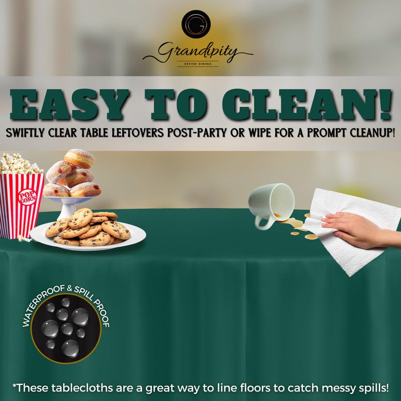 Grandipity Dark Green Plastic Table Cloth Disposable (6 Pk) 84in Round Tablecloth Premium Party Table Cloths Disposable - Perfect Table Cloth Round Cover for Any Table Up to 6 Feet - Image 3